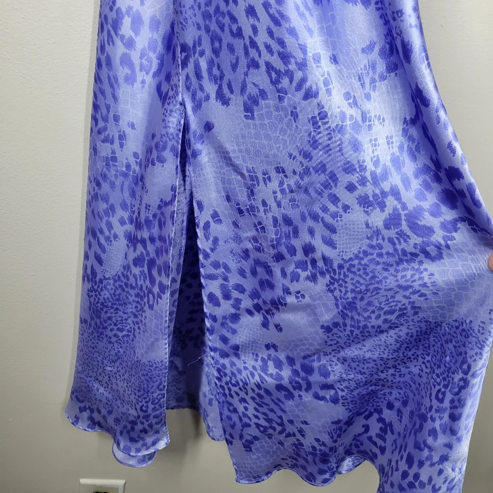 Vintage Y2K Secret Treasures Purple Leopard Snake Print Midi Slip Dress Small - Picture 4 of 11